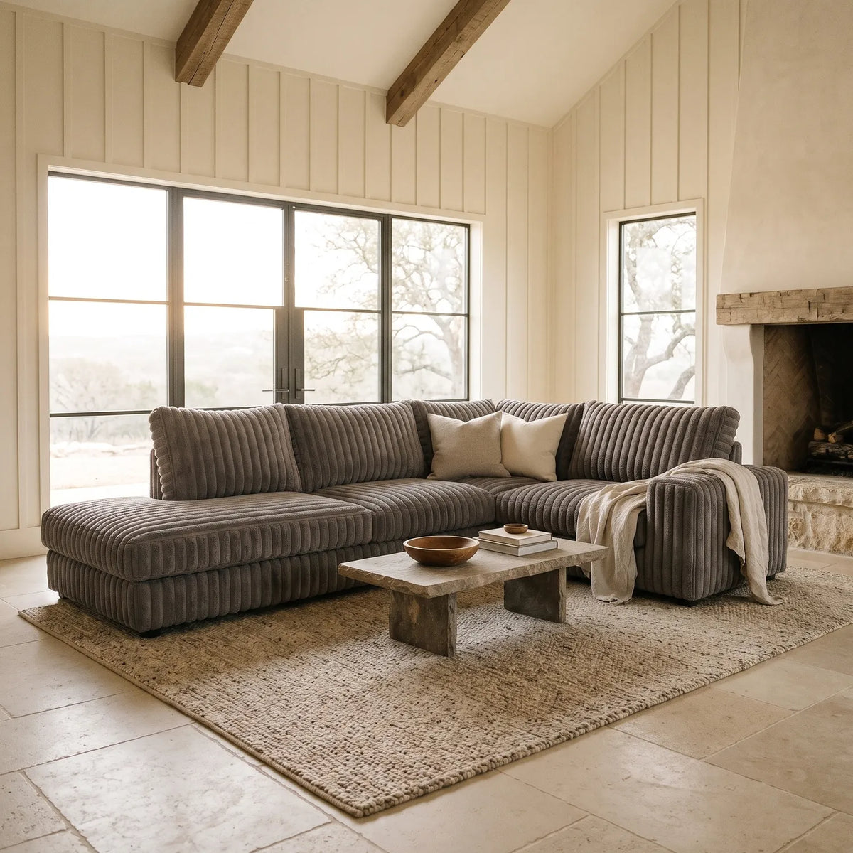Two-Piece Infinity Sectional - Minky Grey Oversized - hero #Orientation_Left-Hand Facing