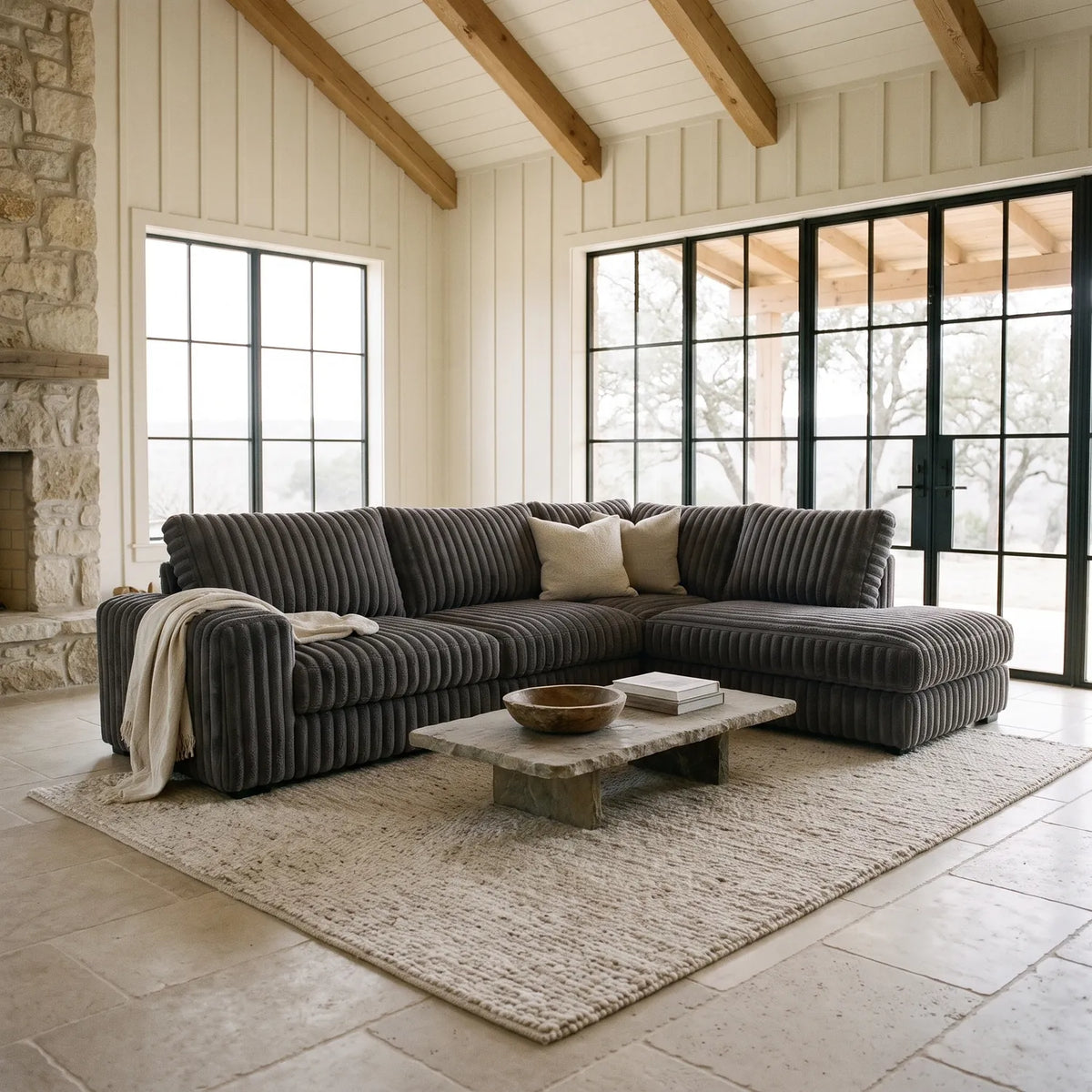Two-Piece Infinity Sectional - Minky Grey Oversized - hero #Orientation_Right-Hand Facing