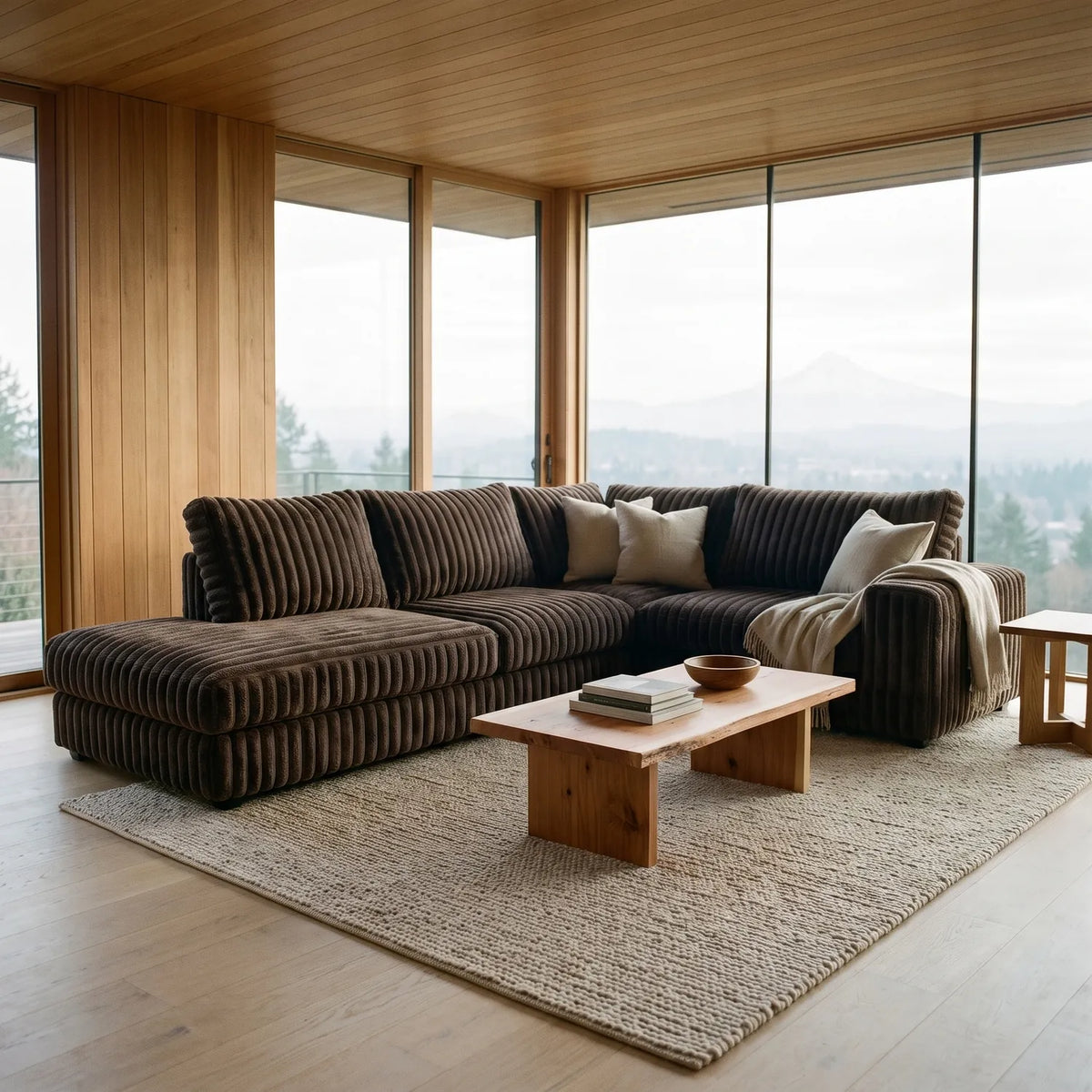 Two-Piece Infinity Sectional - Minky Mocha Oversized - hero #Orientation_Left-Hand Facing