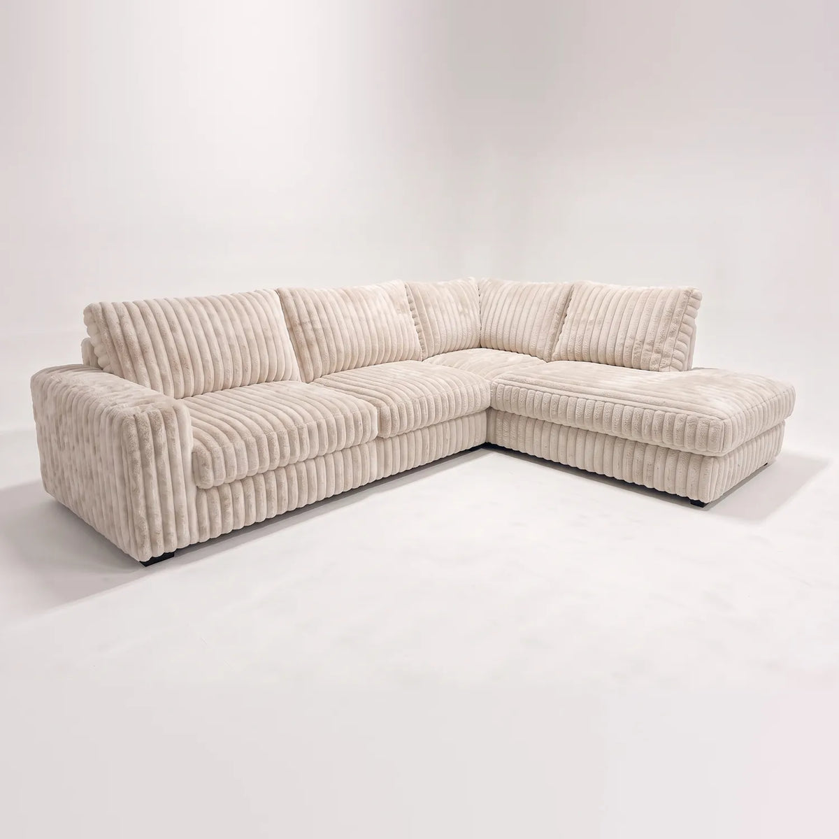 Two-Piece Infinity Sectional - Minky Sand Oversized - studio photo on white #Orientation_Right-Hand Facing #vera_main