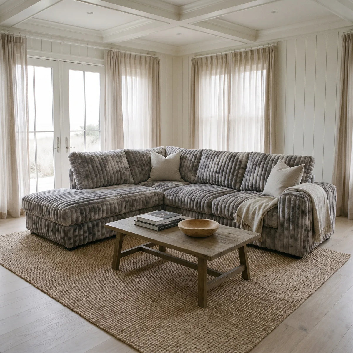 Two-Piece Infinity Sectional - Minky Stone