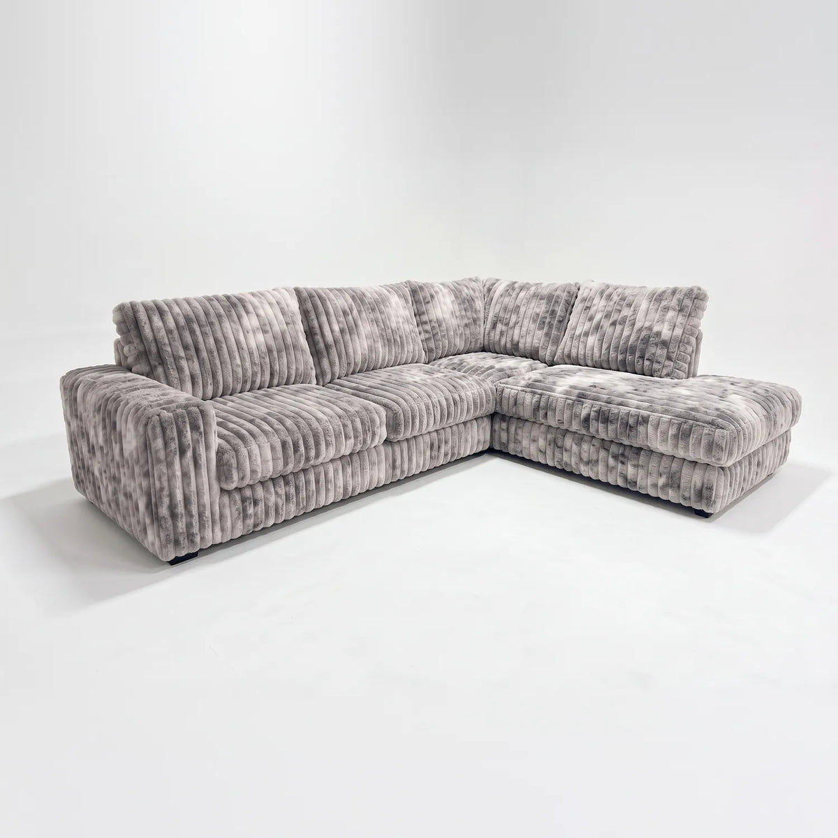 Two-Piece Infinity Sectional - Minky Stone - studio photo on white #Orientation_Right-Hand Facing #vera_main