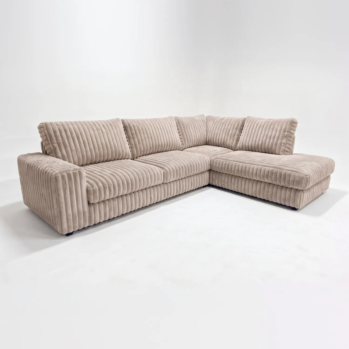 Two-Piece Infinity Sectional - Minky Toast Oversized - studio photo on white #Orientation_Right-Hand Facing #vera_main