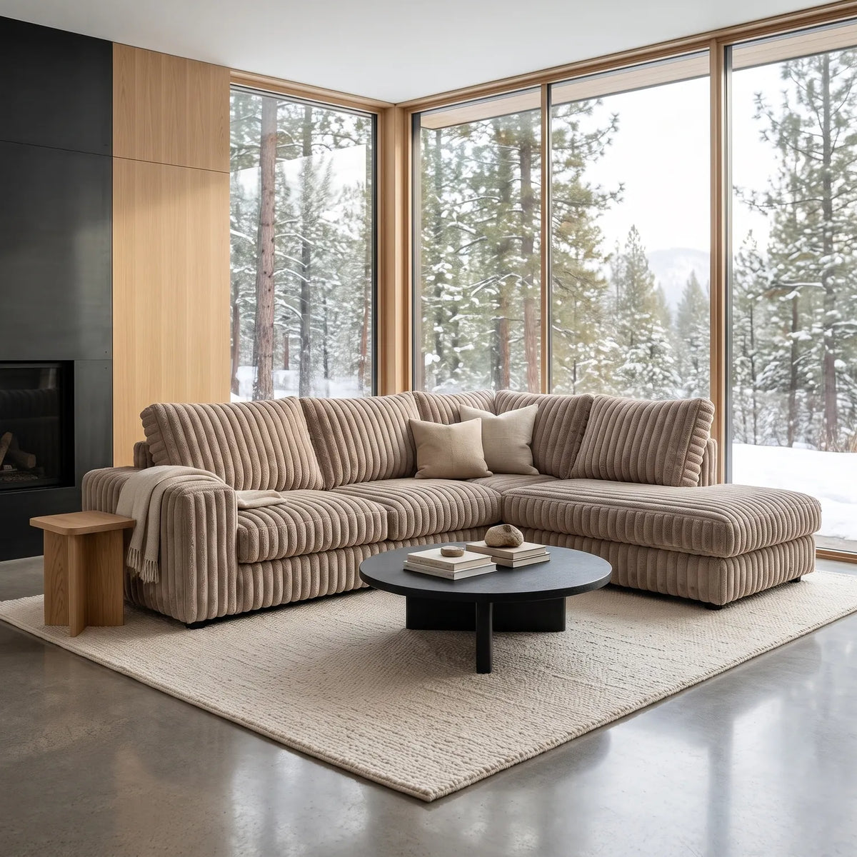 Two-Piece Infinity Sectional - Minky Toast - hero #Orientation_Right-Hand Facing