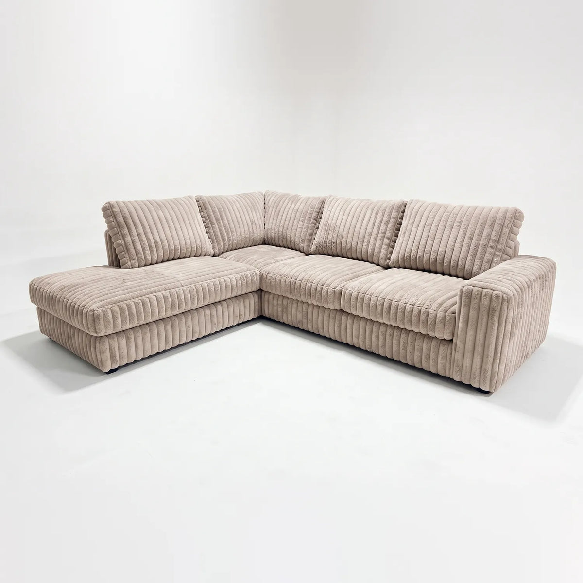 Two-Piece Infinity Sectional - Minky Toast - studio photo on white #Orientation_Left-Hand Facing