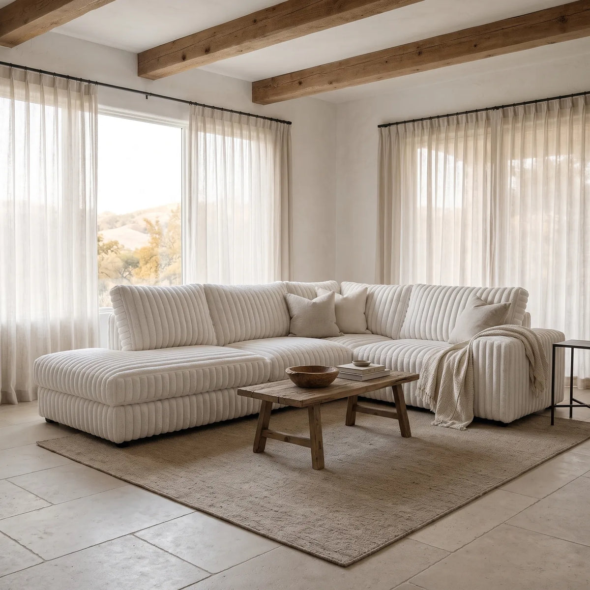 Two-Piece Infinity Sectional - Minky White Oversized - hero #Orientation_Left-Hand Facing