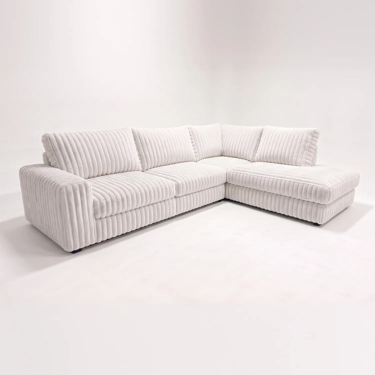 Two-Piece Infinity Sectional - Minky White Oversized - studio photo on white #Orientation_Right-Hand Facing #vera_main