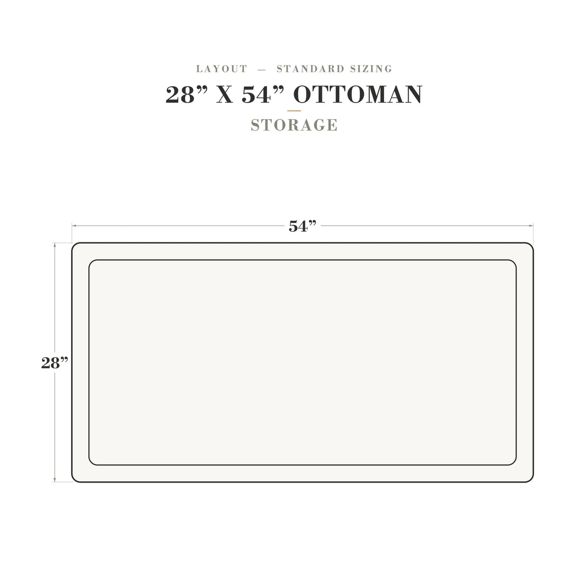 Long Ottoman - Minky Cream - dimensions (top view) #Storage_With Storage