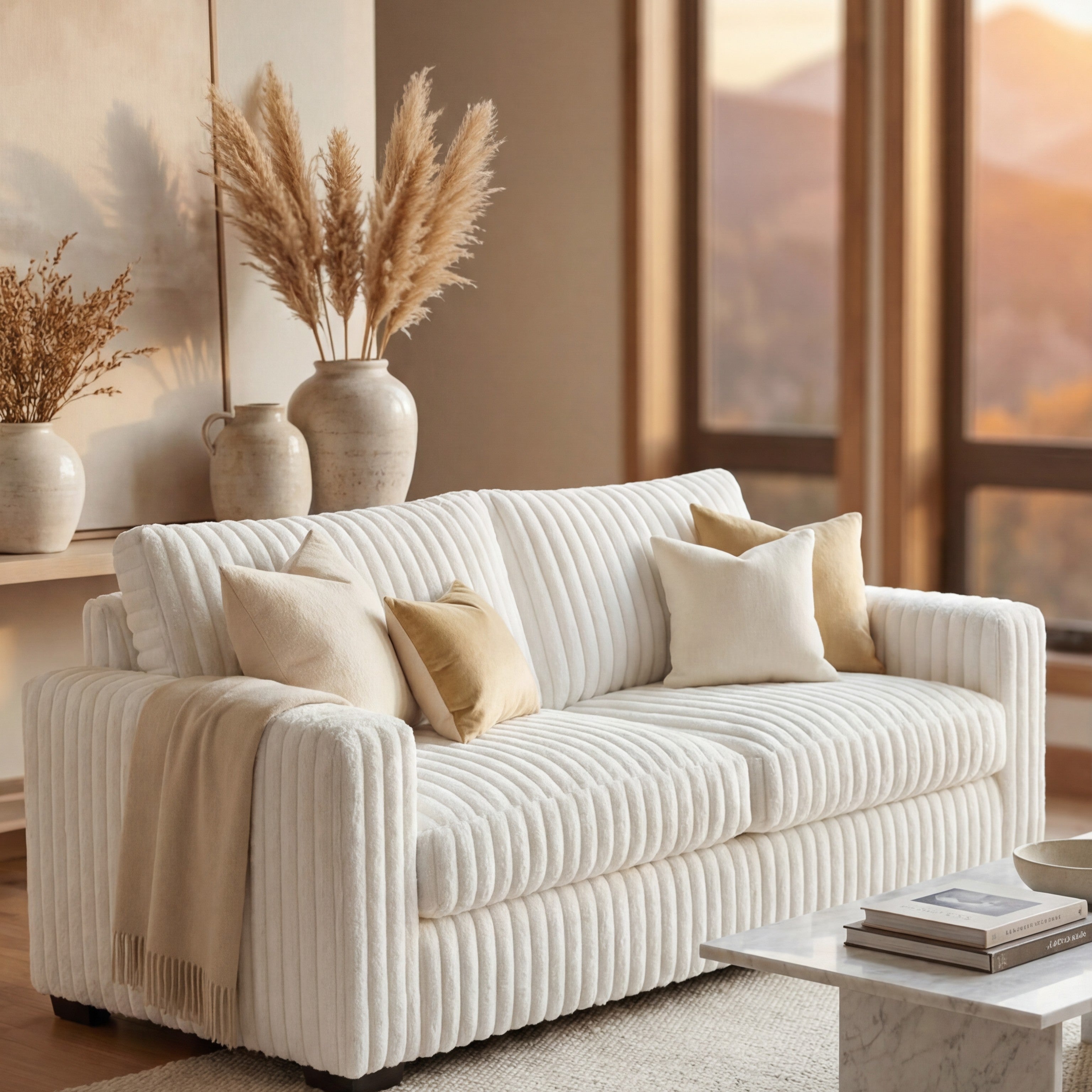 Minky White Sofa
