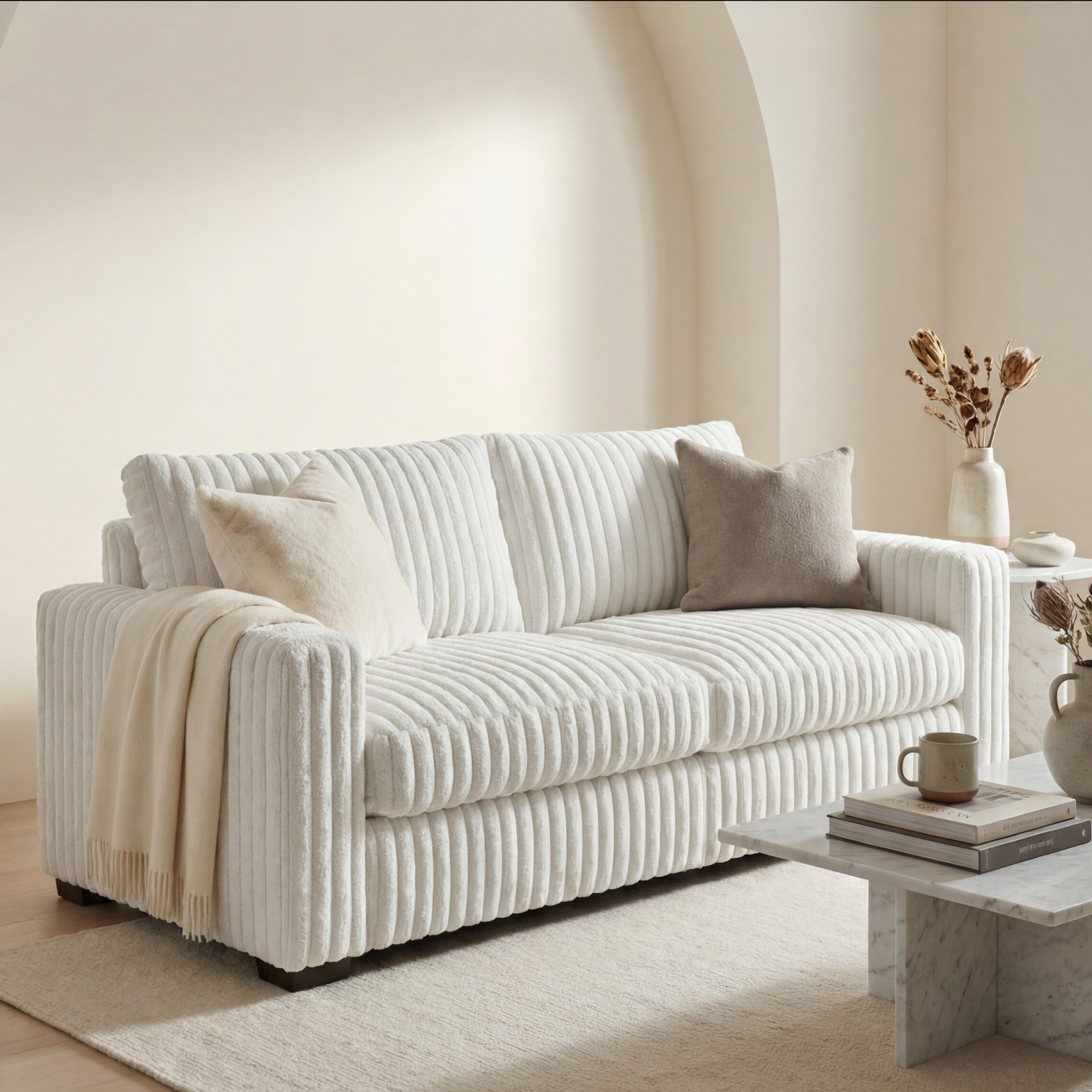 Minky White Sofa