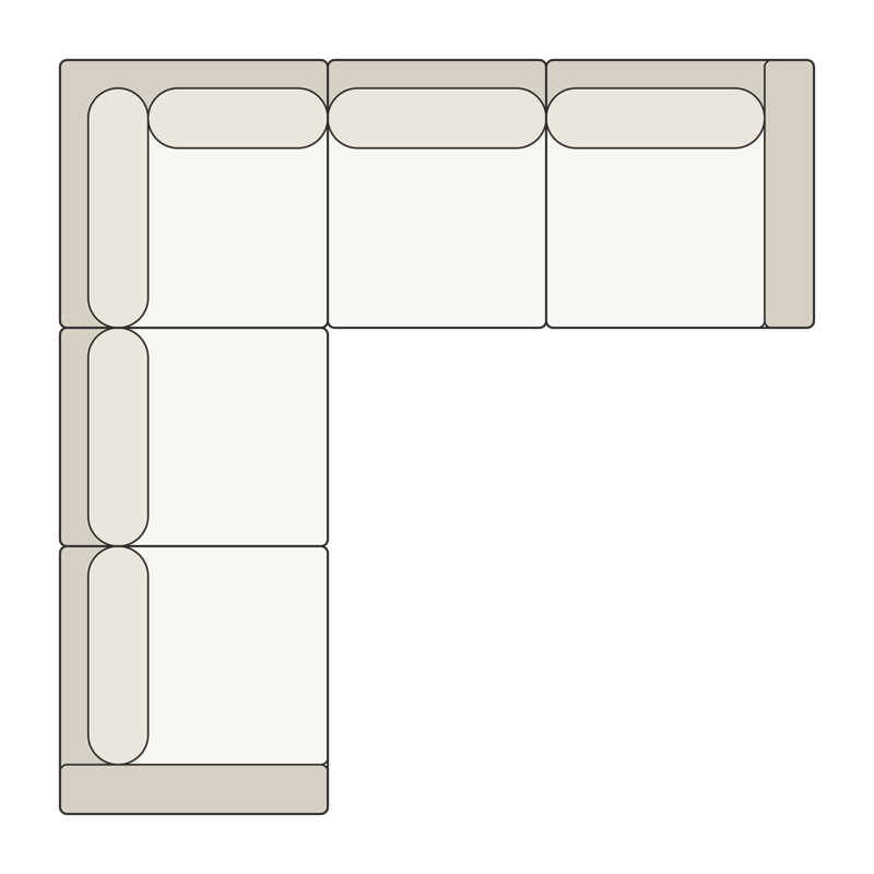 Modular Five-Piece L Sectional top view