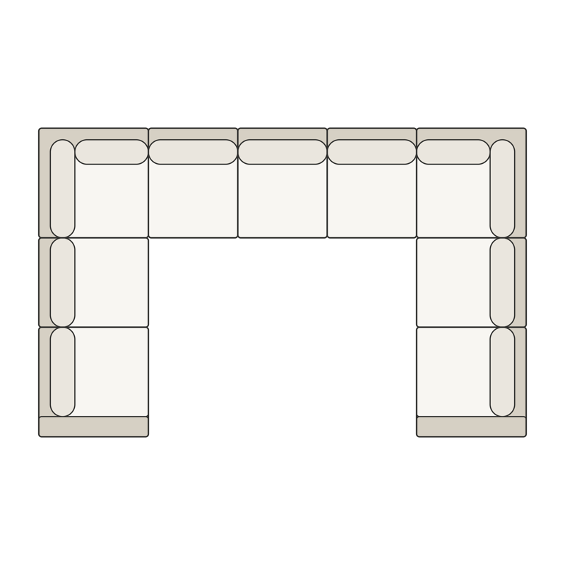 Modular Nine-Piece U Sectional top view
