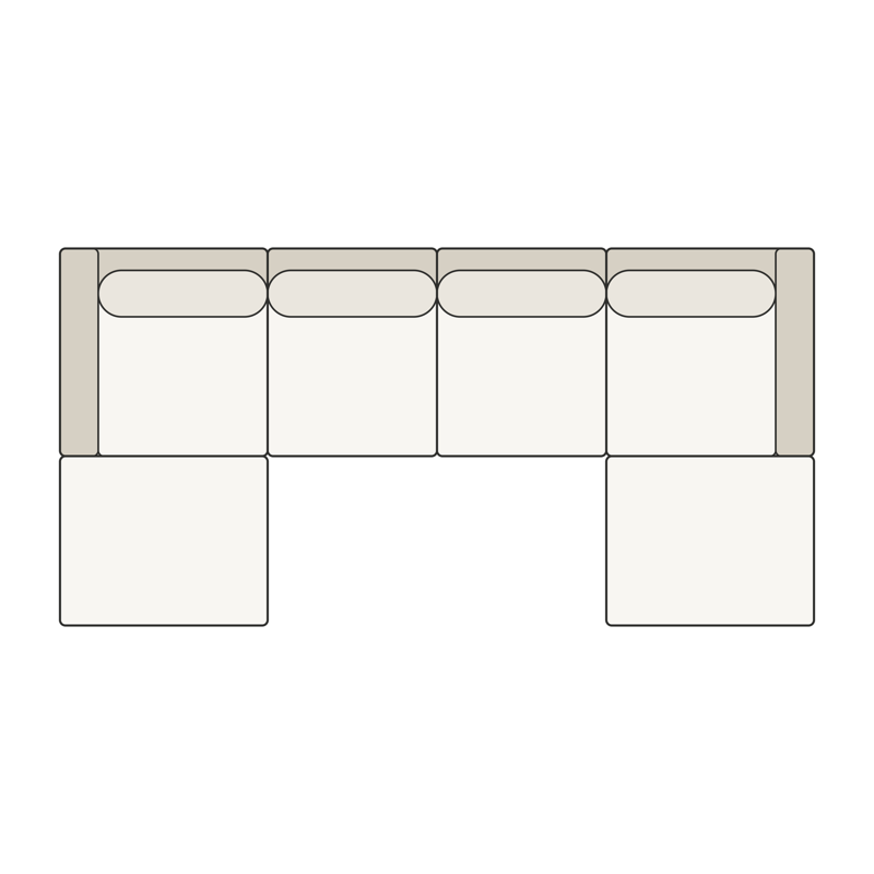 Modular Six-Piece Double Chaise Sectional top view