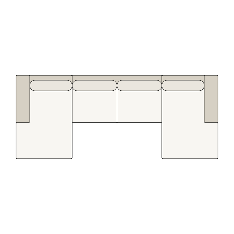 Three-Piece Double Chaise Sectional top view