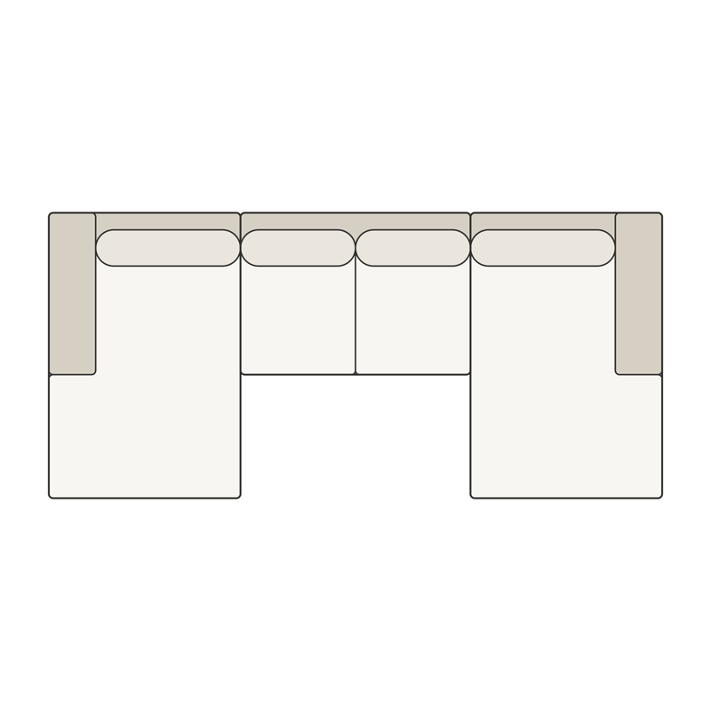 Three-Piece Double Chaise Sectional top view