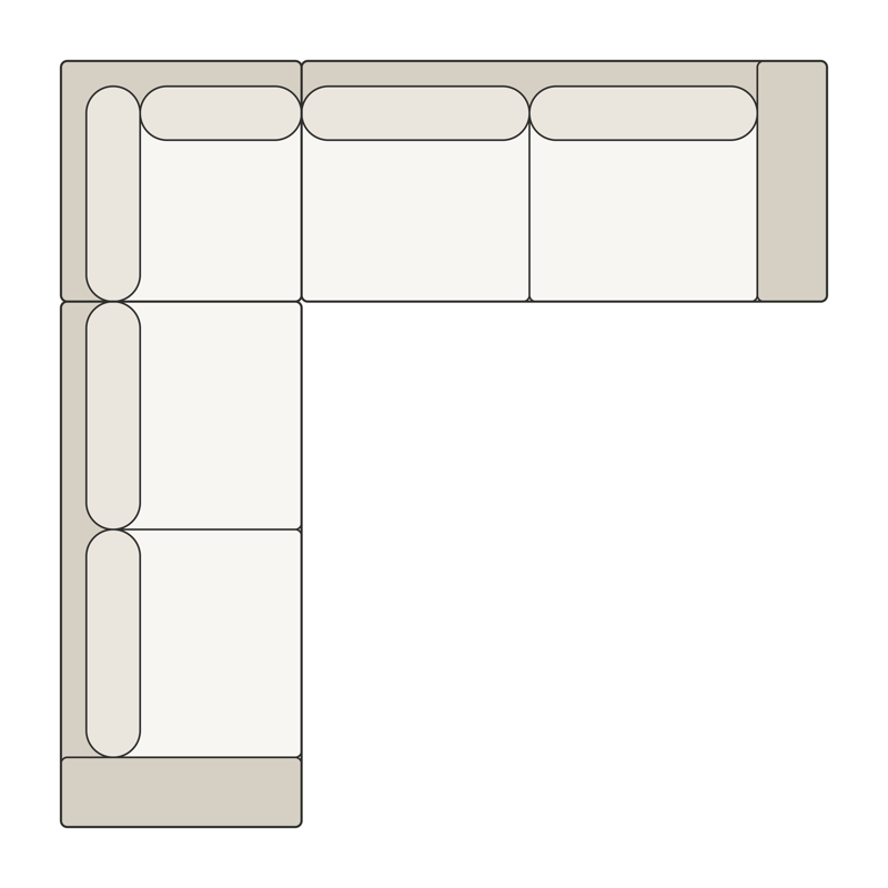 Three-Piece L-Shaped Sectional top view