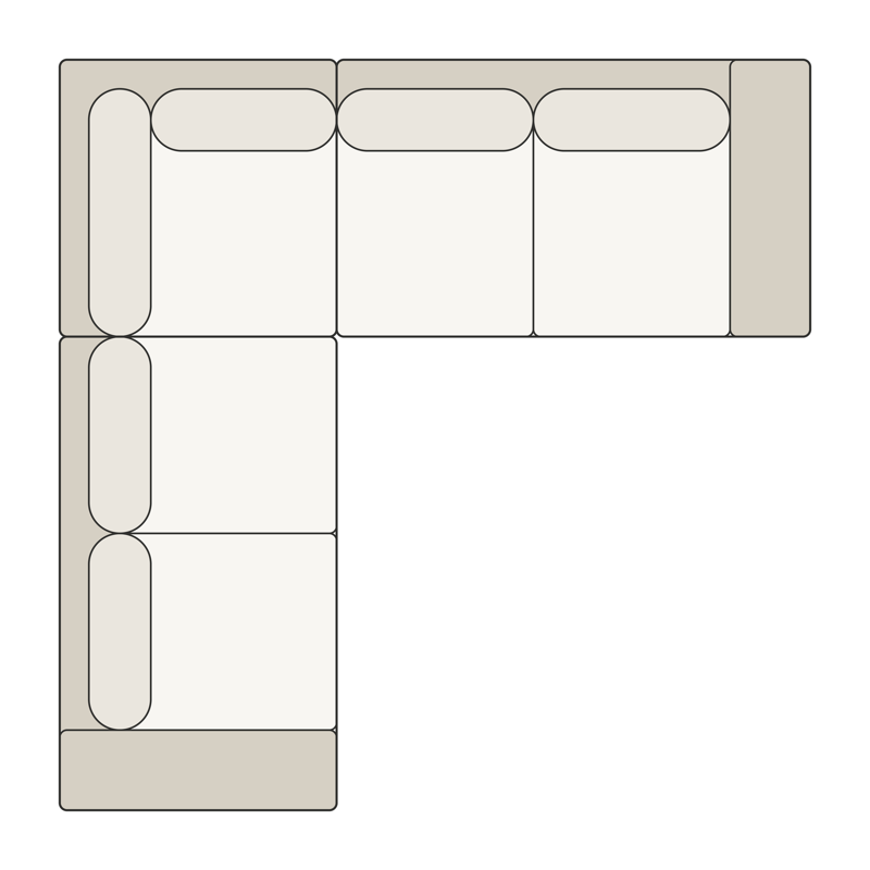 Three-Piece L-Shaped Sectional top view